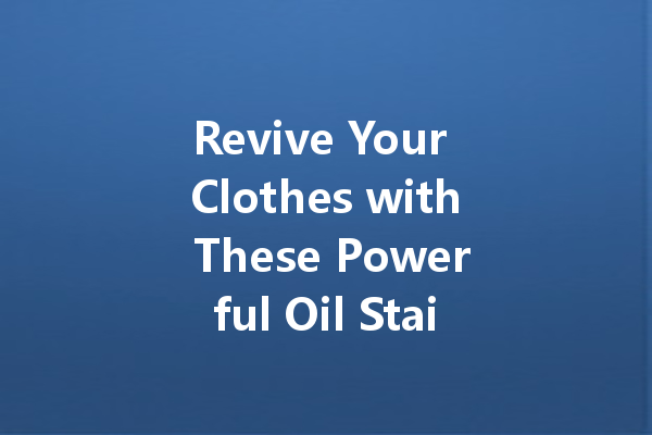 Revive Your Clothes with These Powerful Oil Stain Dry Cleaning Products