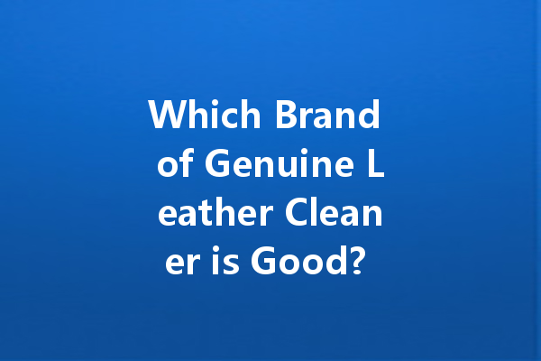 Which Brand of Genuine Leather Cleaner is Good? A Comprehensive Guide