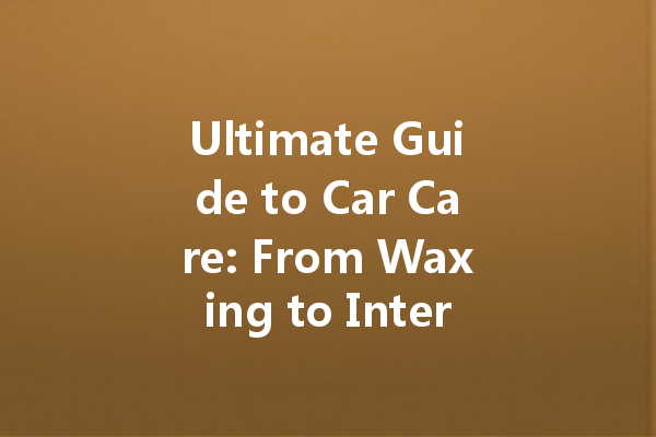 Ultimate Guide to Car Care: From Waxing to Interior Cleaning