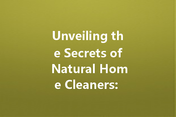 Unveiling the Secrets of Natural Home Cleaners: Effective Solutions for Every Corner