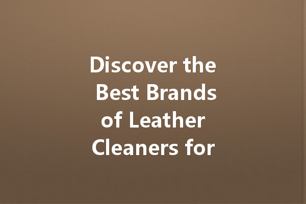 Discover the Best Brands of Leather Cleaners for Your Beloved Items