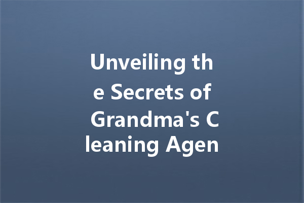 Unveiling the Secrets of Grandma's Cleaning Agent for Going Out