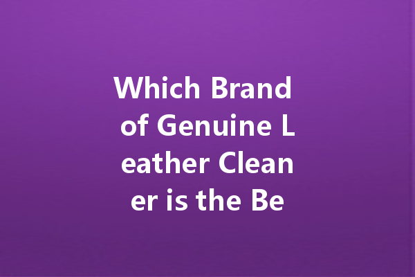 Which Brand of Genuine Leather Cleaner is the Best?