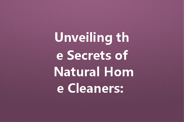 Unveiling the Secrets of Natural Home Cleaners: Eco-Friendly Solutions for Every Surface