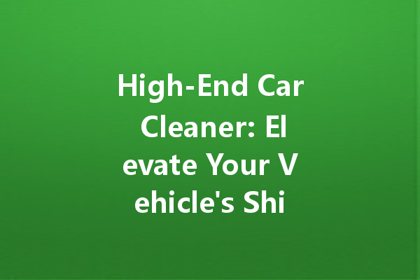 High-End Car Cleaner: Elevate Your Vehicle's Shine