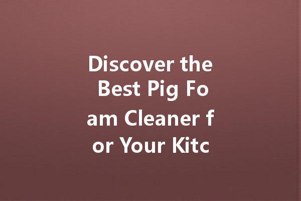 Discover the Best Pig Foam Cleaner for Your Kitchen and Beyond!