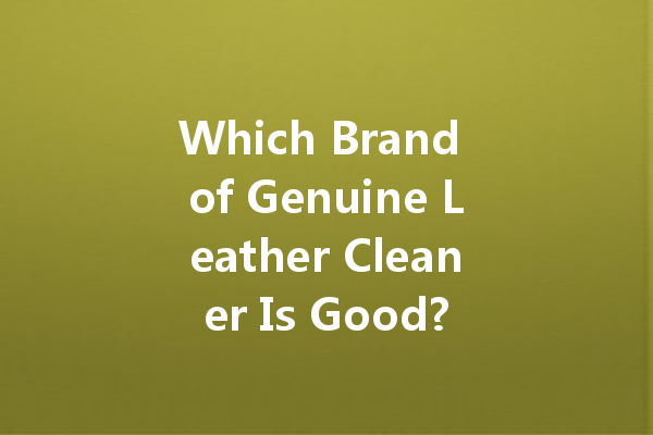 Which Brand of Genuine Leather Cleaner Is Good?