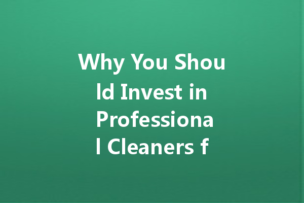 Why You Should Invest in Professional Cleaners for Your Home