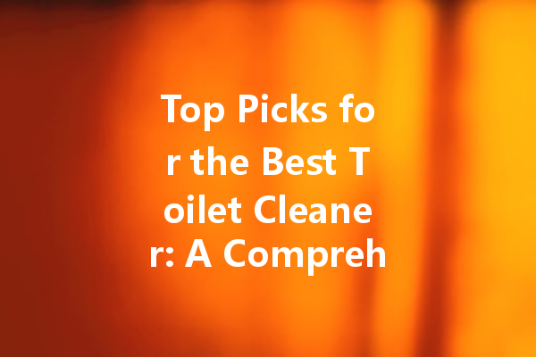 Top Picks for the Best Toilet Cleaner: A Comprehensive Selection Guide