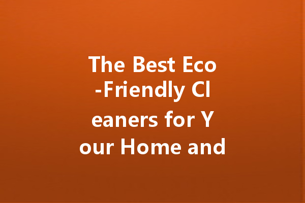 The Best Eco-Friendly Cleaners for Your Home and Business