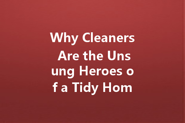 Why Cleaners Are the Unsung Heroes of a Tidy Home