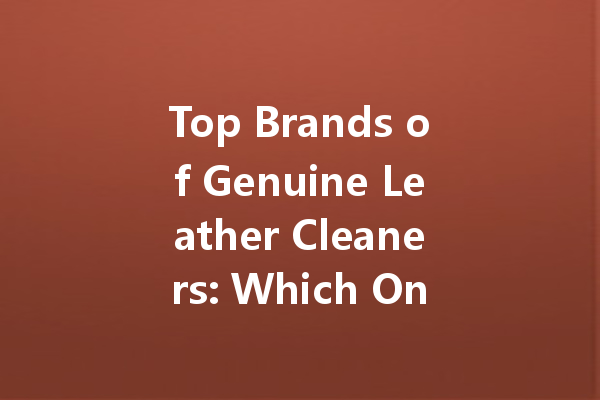 Top Brands of Genuine Leather Cleaners: Which One is Right for You?