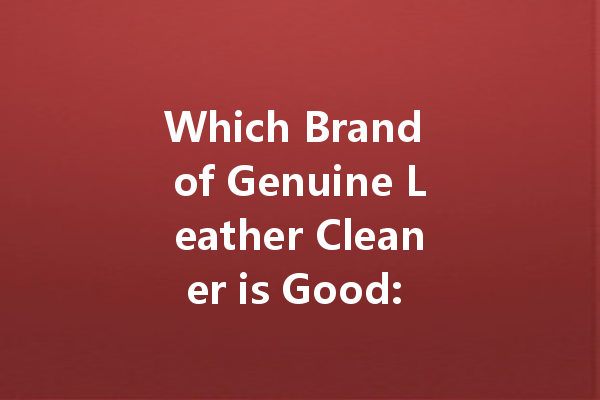 Which Brand of Genuine Leather Cleaner is Good: A Comprehensive Guide