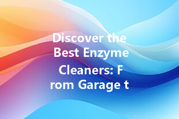 Discover the Best Enzyme Cleaners: From Garage to Tableware