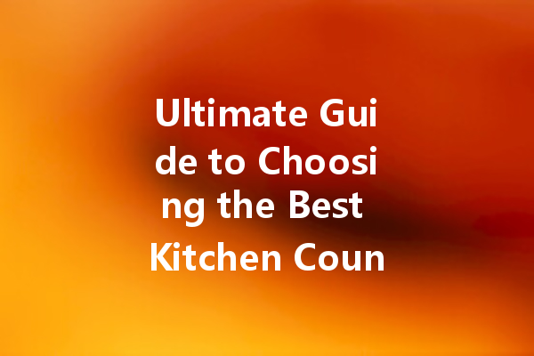 Ultimate Guide to Choosing the Best Kitchen Countertop Cleaner for a Sparkling Home