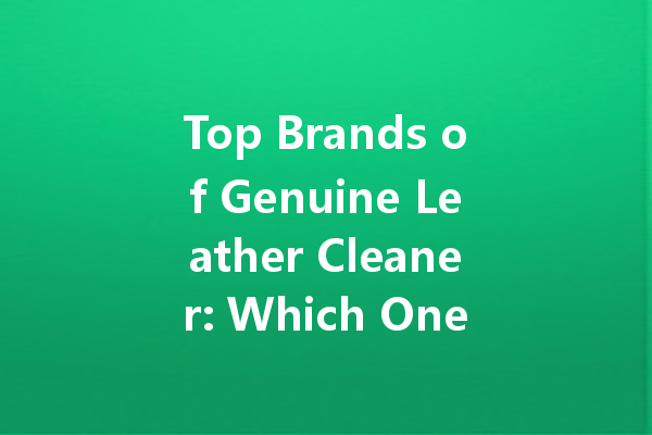 Top Brands of Genuine Leather Cleaner: Which One is Best for You?