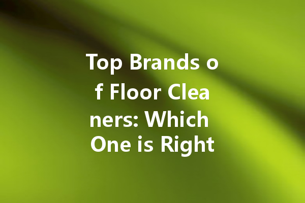 Top Brands of Floor Cleaners: Which One is Right for You?